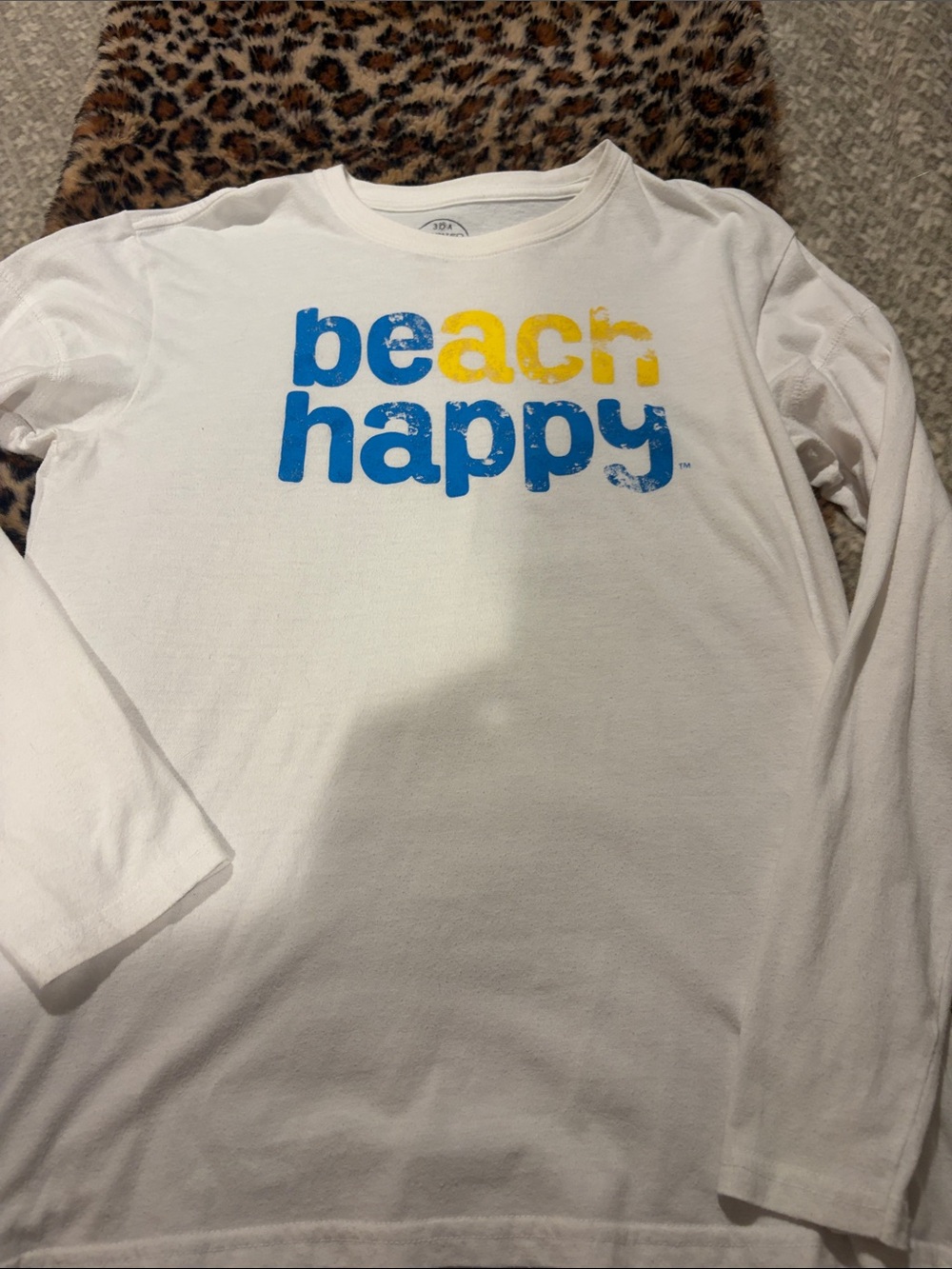 Women’s White 'Beach Happy' Long Sleeve Graphic Tee